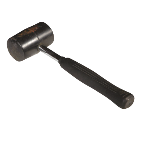 Picture of a black mallet on a white backdrop
