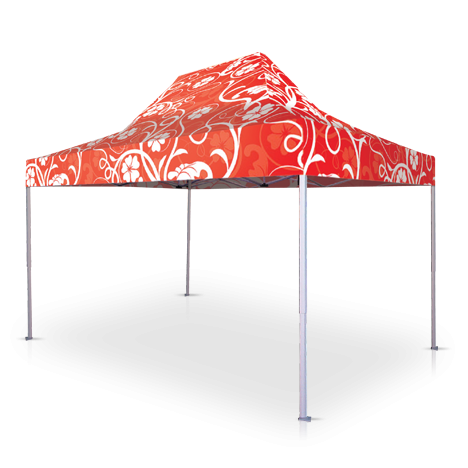 Picture of gazebo with red branded roof cover