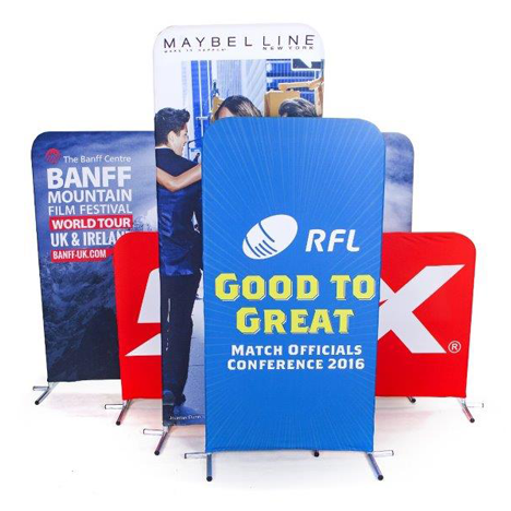 Range of different sized pop-up stretch banners
