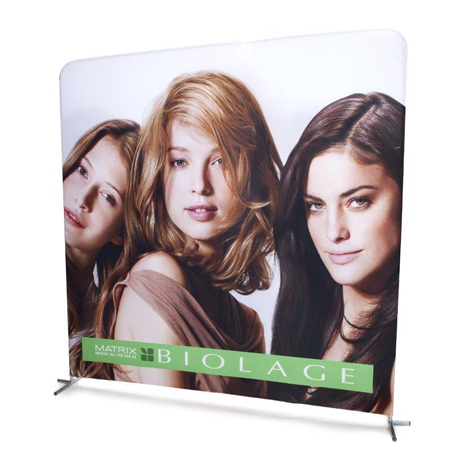 Branded pop-up stretch banners with a picture of three female models on the front advertising Biolage