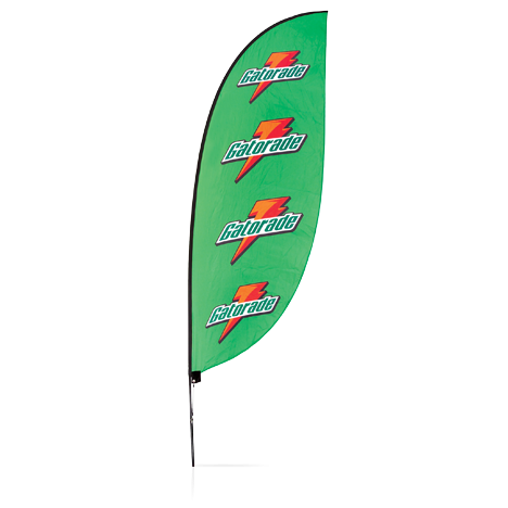 Picture of green branded pop-out surf flag banner with logo Gatorade